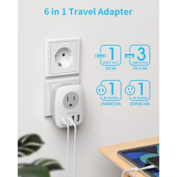 Travel-Smart Vintar 2 Pack Plug Adapter with USB Ports