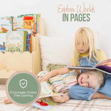 Durable Wooden Kids Bookshelf with Scalloped Edges