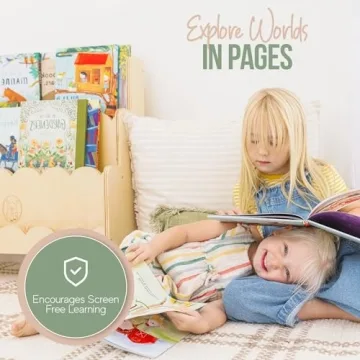 Durable Wooden Kids Bookshelf with Scalloped Edges