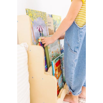 Durable Wooden Kids Bookshelf with Scalloped Edges