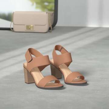 Soda WAIT-A ~ Women Open Round Toe Chunky Heel Ankle Strap High Heel Dress Sandals (CONGNAC, 8.5)