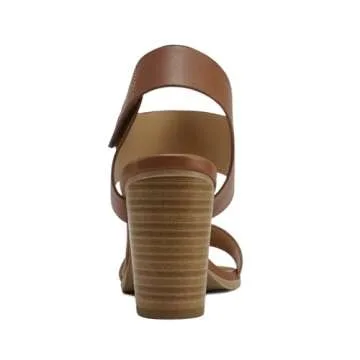 Soda WAIT-A ~ Women Open Round Toe Chunky Heel Ankle Strap High Heel Dress Sandals (CONGNAC, 8.5)