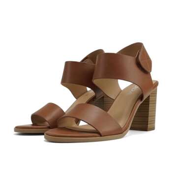 Soda WAIT-A ~ Women Open Round Toe Chunky Heel Ankle Strap High Heel Dress Sandals (CONGNAC, 8.5)