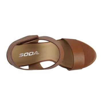 Soda WAIT-A ~ Women Open Round Toe Chunky Heel Ankle Strap High Heel Dress Sandals (CONGNAC, 8.5)