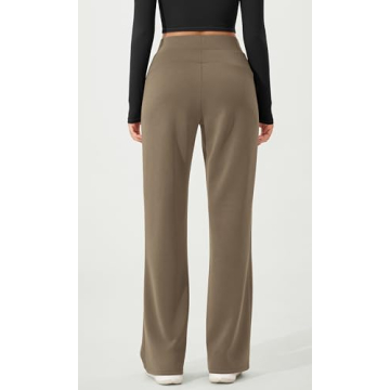 ODODOS Women's Modal Soft Mini Flared Pants with Pockets High Waist Pull-On Casual Lounge Pants-31 Inseam, Espresso, Medium