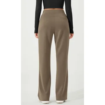 ODODOS Women's Modal Soft Mini Flared Pants with Pockets High Waist Pull-On Casual Lounge Pants-31 Inseam, Espresso, Medium