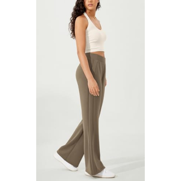 ODODOS Women's Modal Soft Mini Flared Pants with Pockets High Waist Pull-On Casual Lounge Pants-31 Inseam, Espresso, Medium