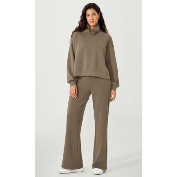 ODODOS Women's Modal Soft Mini Flared Pants with Pockets High Waist Pull-On Casual Lounge Pants-31 Inseam, Espresso, Medium