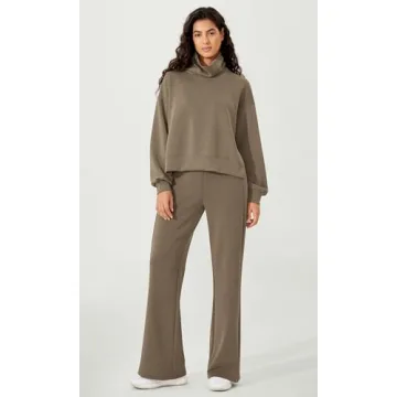 ODODOS Women's Modal Soft Mini Flared Pants with Pockets High Waist Pull-On Casual Lounge Pants-31 Inseam, Espresso, Medium