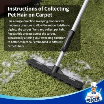 MR.SIGA Rubber Broom for Pet Hair with Adjustable Handle