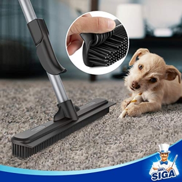 MR.SIGA Rubber Broom for Pet Hair with Adjustable Handle