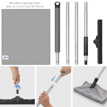 MR.SIGA Rubber Broom for Pet Hair with Adjustable Handle