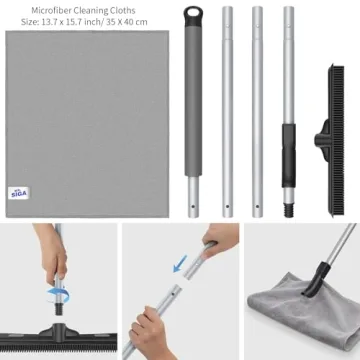 MR.SIGA Rubber Broom for Pet Hair with Adjustable Handle