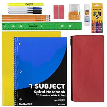 20 Piece School Supplies Pack for K-12 Back to School Supplies Bundle for School Students, Boys and Girls