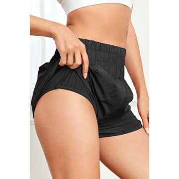 Women's Athletic Shorts High Waisted Casual Summer Preppy Clothes Running Cute Shorts Gym Sports Shorts for Teen Girls Black