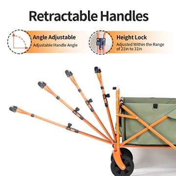 GICOOL Large Capacity Collapsible Folding Utility Carry Wagon Cart for Outdoor Camping Garden Works Shopping, with Two Elastic Ropes