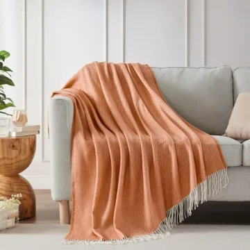 BOURINA Cozy Herringbone Throw Blanket for All Seasons