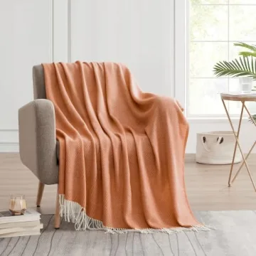 BOURINA Cozy Herringbone Throw Blanket for All Seasons