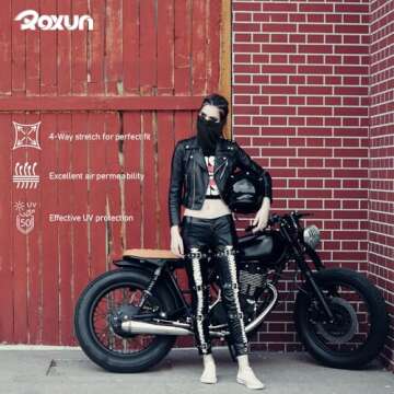 ROXUN Balaclava Ski Mask, Summer Cooling UV Protector Neck Gaiter Motorcycle Scarf Men/Women Black