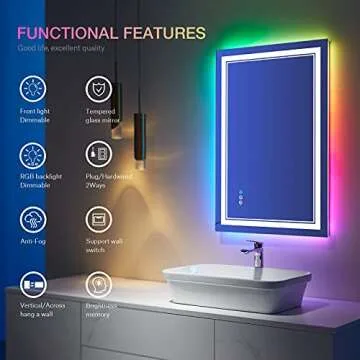 LED Bathroom Mirror with RGB Backlight and Anti-Fog
