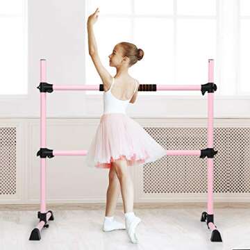 GOFLAME Ballet Barre Portable Double, 4FT Freestanding Ballet Barre Adjustable, Heavy Duty Dancing S...