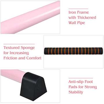 GOFLAME Ballet Barre Portable Double, 4FT Freestanding Ballet Barre Adjustable, Heavy Duty Dancing Stretching Ballet Bar for Home, Dance Barre, Fitness Ballet Bar (Pink)