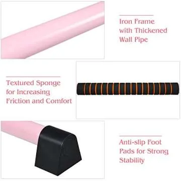 GOFLAME Ballet Barre Portable Double, 4FT Freestanding Ballet Barre Adjustable, Heavy Duty Dancing Stretching Ballet Bar for Home, Dance Barre, Fitness Ballet Bar (Pink)