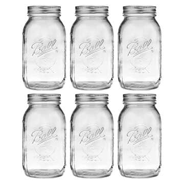 Ball Wide Mouth Glass Mason Jars with Lids and Bands, Used for Canning, Pickling, Juice, Jam, Jelly,...