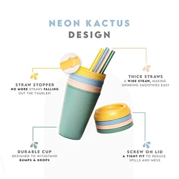 Neon Kactus Kids Cups | Safe, Spill-Proof & Vibrant 4-Pack