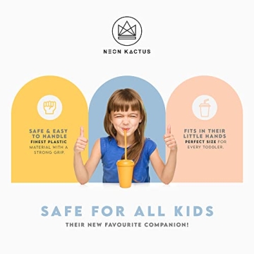 Neon Kactus Kids Cups | Safe, Spill-Proof & Vibrant 4-Pack