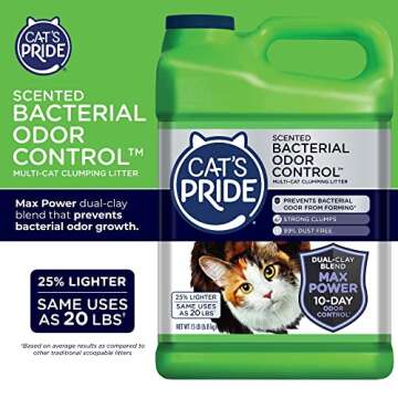 Cat's Pride Max Power: Bacterial Odor Control - Up to 10 Days of Powerful Odor Control - Strong Clum...