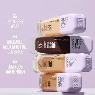 Maybelline Super Stay Lumi-Matte Foundation, Lightweight and Buildable Full Coverage Foundation Makeup For Up To 30HR Wear, 125, 1 Count