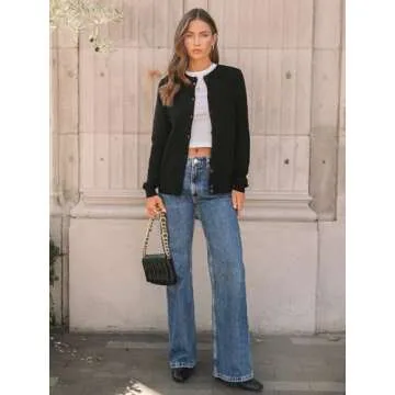 LILLUSORY Women's Cardigan Sweaters 2025 Lightweight Fall Oufits Clothes Fashion Trendy Long Sleeve Tops Casual Jackets Medium Black