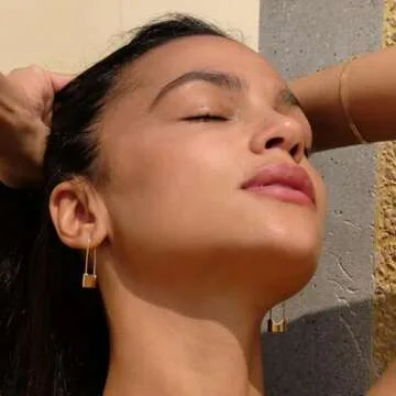 VACRONA Gold Hoop Earrings Huggie Earrings for Women 14k Gold Plated Small Lock Huggie Hoops Earrings