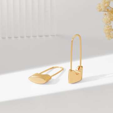 VACRONA Gold Hoop Earrings Huggie Earrings for Women 14k Gold Plated Small Lock Huggie Hoops Earrings