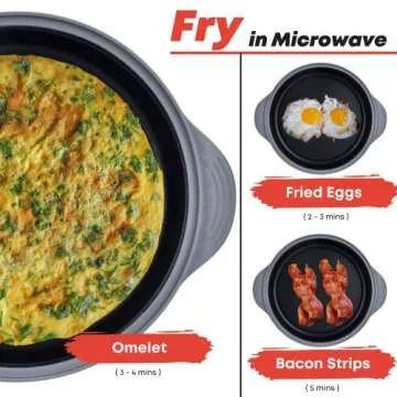 MACONEE Microwave Frying Pan Skillet, Grill & Crisper Pan with Lid Allows You to Fry, Sizzle, and Br...