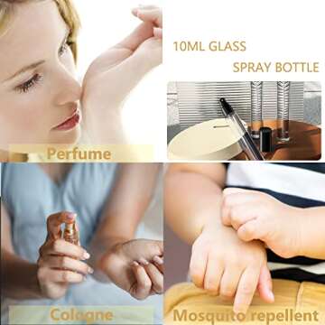 IRON BILL 10ml Glass Spray Bottle Perfume, Thick Glass Atomizer, Perfume Decanter Kit, Small Glass Travel Perfume Atomizer Bottle Refillable (8PCS, Gold)