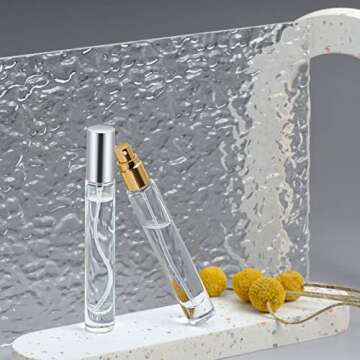 IRON BILL 10ml Glass Spray Bottle Perfume, Thick Glass Atomizer, Perfume Decanter Kit, Small Glass Travel Perfume Atomizer Bottle Refillable (8PCS, Gold)