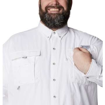 Columbia Men's Bahama II Long Sleeve Shirt, White, Medium