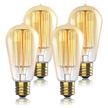 Illuminate Your Space with Vintage Edison Light Bulbs - 4 Pack, Dimmable, 2100K Warm Glow