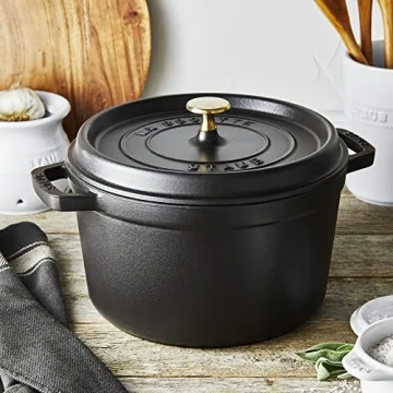 Staub 5-qt Cast Iron Dutch Oven in Matte Black
