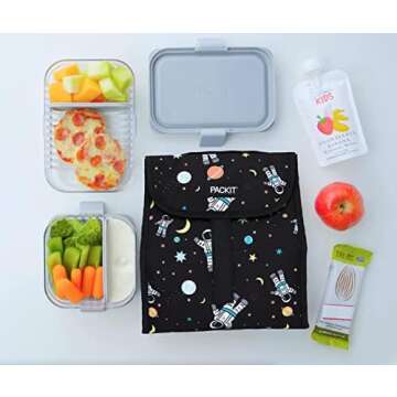 PackIt Freezable Lunch Sack, Spaceman, Built with EcoFreeze Technology, Foldable, Reusable, Fold Closure, Perfect for Fresh Meals On the Go