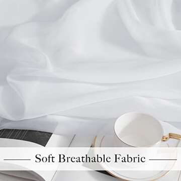 RYB HOME 4 Panels White Sheer Curtains, Extra Long Voile Sheer Drapes Airy & Breathable, Light Filtering for Large Window, Sliding Glass Door, Backdrop, W 54 x L 96 inch Each Panel, 4 Panels