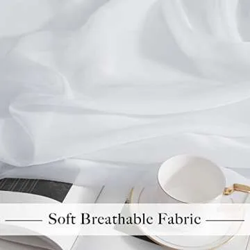 RYB HOME 4 Panels White Sheer Curtains, Extra Long Voile Sheer Drapes Airy & Breathable, Light Filtering for Large Window, Sliding Glass Door, Backdrop, W 54 x L 96 inch Each Panel, 4 Panels