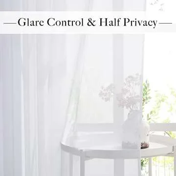 RYB HOME 4 Panels White Sheer Curtains, Extra Long Voile Sheer Drapes Airy & Breathable, Light Filtering for Large Window, Sliding Glass Door, Backdrop, W 54 x L 96 inch Each Panel, 4 Panels