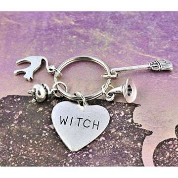 SaiDian 1 Pcs Gothic Witch Keychain Broomstick Charm Pendant Key Ring Purse Bag Hanging Keychain for...