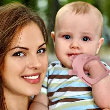 Socub Silicone Baby Teether Toy for Infants 3+ Months, BPA Free Anti-Drop Silicone Mitten Teething Toy for Soothing Sore Gums, Baby Chew Toys for Sucking Needs, Olive