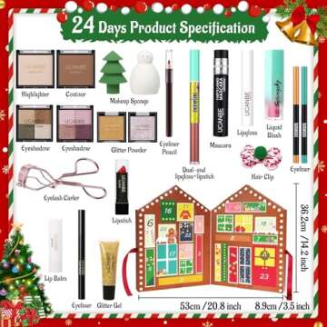 Makeup Advent Calendar 2024, 24 Days Christmas Gift Makeup Sets For Women, UCANBE 2024-2025 Xmas Cou...
