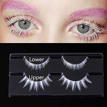 White False Eyelashes Halloween White Eye lashes Extension Tools Anime Cosplay Makeup Natural Lookin...