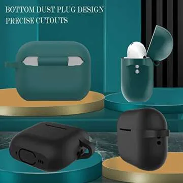 Coffea for Airpods Pro 2nd Generation Case Cover, Soft Silicone Shock-Absorbing Protective Case with Keychain for New Apple Airpods Pro 2 Case 2022 [Front LED Visible] - Pine Green